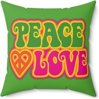 Peace & Love Dekokissen, Retro Hippie Kissenbezug, Zeichen Dekor, 70Er Jahre Schlafzimmer von VintageRainMarket