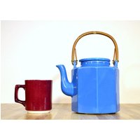 Mid Century Mccoy Blaue Keramik Teekanne 5 Tasse Hält 40 Unzen Hergestellt in Den Usa von VintageRescuer