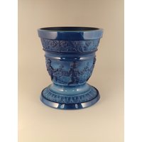 Boho Böhmen Heinrich Hoffmann Art Deco Lapis Lazuli Glas Vase von VintageRetroEu