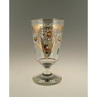 Boho Böhmen Jugendstil Deko Glas Für Heißgetränke Heißwein Bemalt Emaille Vergoldet von VintageRetroEu