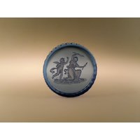 Boho Böhmen Schlevogt Art Deco Blau Glas Schüssel Tablett Mit Intaglio Diana Und Cupid von VintageRetroEu