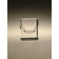 Boho Czech Art Deco Crystal Clear Hand Geschnittenes Glas Winzige Vase Schüssel Tablett Oder Kerzenständer von VintageRetroEu
