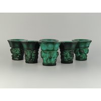 Boho Czech Art Deco Malachit Jade Glas Schnaps Schnapsgläser von VintageRetroEu