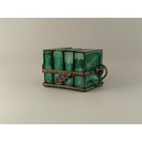 Boho Czech Art Deco Malachite Jade Opak Grün Glas Set Schüsseln Tabletts Von Curt Schlevogt Ingrid Sehr Selten von VintageRetroEu