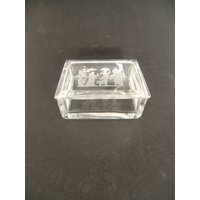 Boho Czech Curt Schlevogt Art Deco Kristall Klar Geschnitten Glas Dose von VintageRetroEu