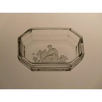 Boho Czech Curt Schlevogt Art Deco Kristall Klar Geschnittene Glasschale Tablett von VintageRetroEu