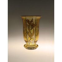 Boho Czech Kamenicky Senov Steinschönau Jugendstil/Deko Glas Bemalte Vase Selten Von A.beckert von VintageRetroEu
