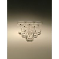 Boho Czech Retro Pub Dickwandige Glas Likör Set Von 6 Gläsern von VintageRetroEu