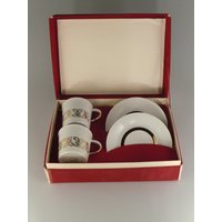 Boho Czechoslovakia H & C Chodau Teetassen Kaffeeset Mit Original Verkaufsverpackung von VintageRetroEu