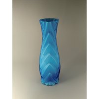 Vintage Art Glas Hülle Blau Weiß Große Vase von VintageRetroEu