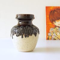 Bay Keramik Keramik Vase in Braun Und Beige, Aus Den 60Er Jahren von VintageRetroVases