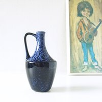 Blau-Weiße Mid-Century Vase, Westdeutsche Keramik von VintageRetroVases