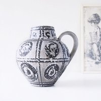 Carstens, Große Weiß Und Schwarze Mid Century Vase, Westdeutsche Keramik von VintageRetroVases