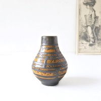 Carstens Orange Und Braune Mid Century Vase, Westdeutsche Keramik von VintageRetroVases