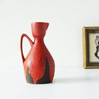 Ceramano Stromboli Braun Und Orange Mid Century Vase, Westdeutsche Keramik von VintageRetroVases