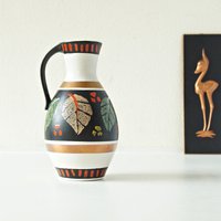 Dümler Und Breiden 50Er 60Er Jahre Vase, Handgemaltes Blumen Dekor Mit Blätter von VintageRetroVases