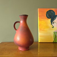 Dümler Und Breiden Orangefarbene Mid Century Vase, Westdeutsche Keramik von VintageRetroVases