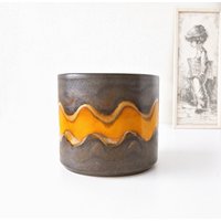 Dümler Und Breiden Oranger Und Brauner Mid Century Fat Lava Übertopf, West Germany von VintageRetroVases