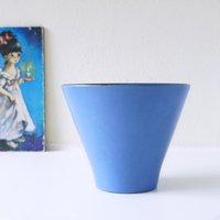 Fritz Van Daalen Übertopf Blau, Mid Century Blumentopf / von VintageRetroVases