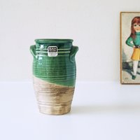 Grün Und Beige Vintage Vase Von Bay Keramik von VintageRetroVases