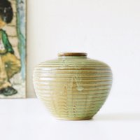 Grüne Mid Century Fat Lava Vase, Westdeutsche Keramik von VintageRetroVases