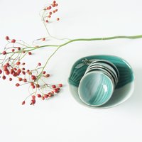 Grüne Mid Century Keramik Schüssel/Schalen Set von VintageRetroVases