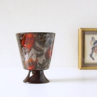 Jan Van Warepr, Brauner Und Oranger Mid Century Übertopf / von VintageRetroVases