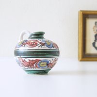 Jawe Bunte Handgemalte Mid Century Vase, Westdeutsche Keramik von VintageRetroVases