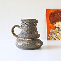 Jopeko Braun Und Grau Mid Century Fat Lava Vase, Dekor Paris. Westdeutsche Keramik von VintageRetroVases