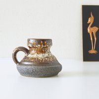 Jopeko Braun Und Grau Mid Century Fat Lava Vase, West German Pottery von VintageRetroVases
