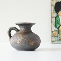 Jopeko Paris, Braune Und Graue Mid Century Fat Lava Vase, Westdeutsche Keramik von VintageRetroVases