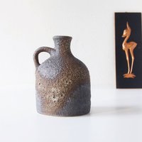 Jopeko Paris, Graue Und Braune Mid Century Fat Lava Vase, Westdeutsche Keramik von VintageRetroVases