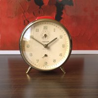 Junghans, Roter Mid Century Metall Tri-Vox Wecker, Made in Germany von VintageRetroVases