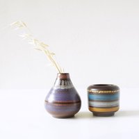 Kmk Kupfermühle, Farbenfrohe Vintage Vase Und Teelichthalter, Westdeutsche Keramik von VintageRetroVases