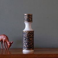 Kpm Weißes Porzellan, Op Art Vase, Schwarz Und Gold Dekor, Bavaria, Germany von VintageRetroVases