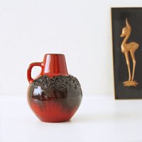 Kreutz 207, Rote Und Schwarze Vase, West German Pottery von VintageRetroVases