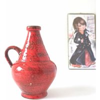 Mid Century Vase in Rot Und Braun West Germany Keramik von VintageRetroVases