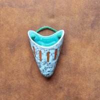 Mid Century West Germany Wandvase L Türkis & Orange Keramik Mcm Dekor Mid Century West Germany Wandvase L Türkis & Orange Keramik Mcm Dekor von VintageRetroVases