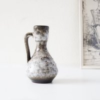 Montanus & Remy, Weiße Und Braune Mid Century Fat Lava Vase West Germany Keramik von VintageRetroVases