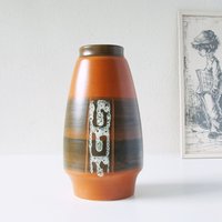 Orange Und Braune Mid Century Vase Von Bay Keramik von VintageRetroVases