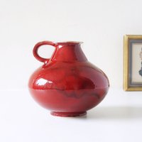 Rote Mid-Century Vase, Westdeutsche Keramik von VintageRetroVases