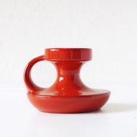 Roter Mid Century Kerzenhalter Von Steuler, Design By Cari Zalloni, West German Pottery von VintageRetroVases