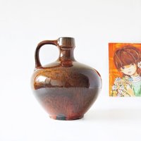 Ruscha 340 Große Braune Und Orange Mid-Century Vase, Westdeutsche Keramik von VintageRetroVases