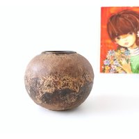 Ruscha Braun Mid Century Fat Lava Kugel Vase, West German Pottery von VintageRetroVases