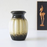 Scheurich, Braun Und Zartgelbe Mid Century "Kürbis' Vase von VintageRetroVases