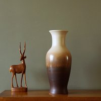 Scheurich, Große Beige Und Braune Mid Century Vase, Westdeutsche Keramik von VintageRetroVases