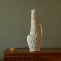 Scheurich, Mid Century Vase, in Beige Mit Abstraktem Relief Dekor, Westdeutsche Keramik von VintageRetroVases