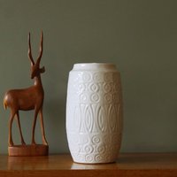 Scheurich, Weiße Mid Century Vase, Dekor Hellas, Westdeutsche Keramik von VintageRetroVases