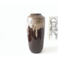 Scheurich 517, Xl Vase in Braun Und Gebrochenem Weiß Mid Century, West German Pottery von VintageRetroVases