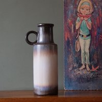 Scheurich Beige, Blaue Und Braune Mid Century Vase, Westdeutsche Keramik von VintageRetroVases